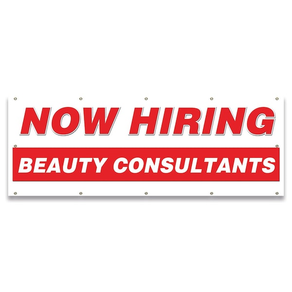 Now Hiring Beauty Consultants Banner Apply Inside Accepting Application Single Sided